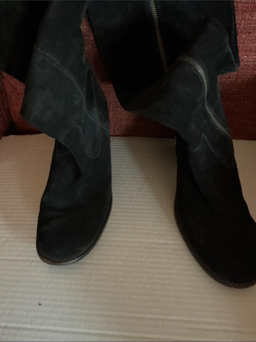 Coach Black Suede Knee-High and Ankle Boots with Embellished Heels - Picture 4 of 6